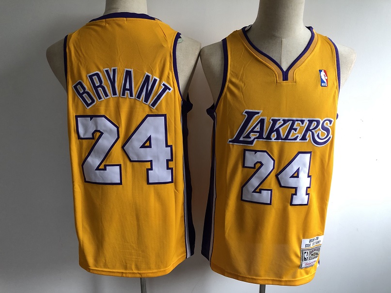 Wholesale Men Los Angeles Lakers #24 Bryant Yellow V Neck Nike NBA throwback Jerseys